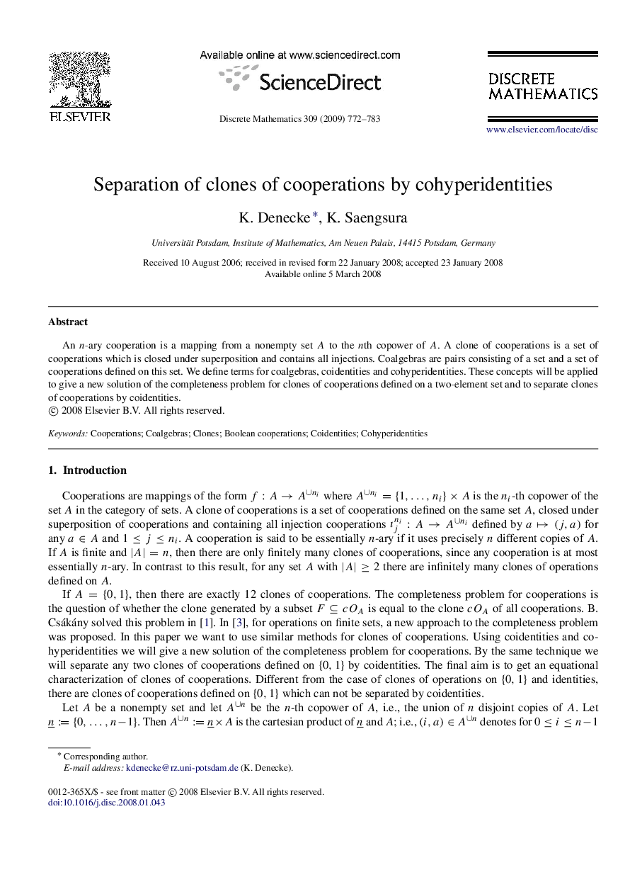 Separation of clones of cooperations by cohyperidentities