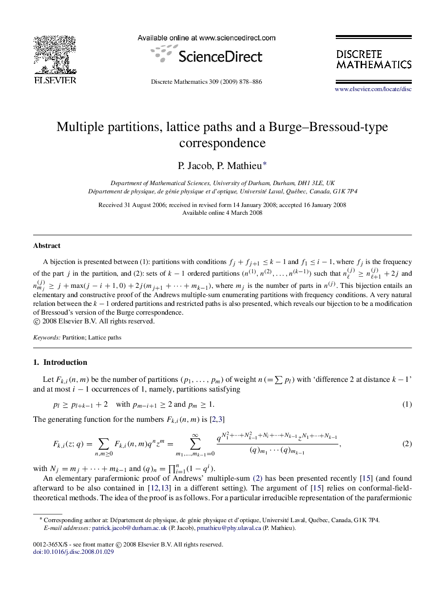 Multiple partitions, lattice paths and a Burge–Bressoud-type correspondence