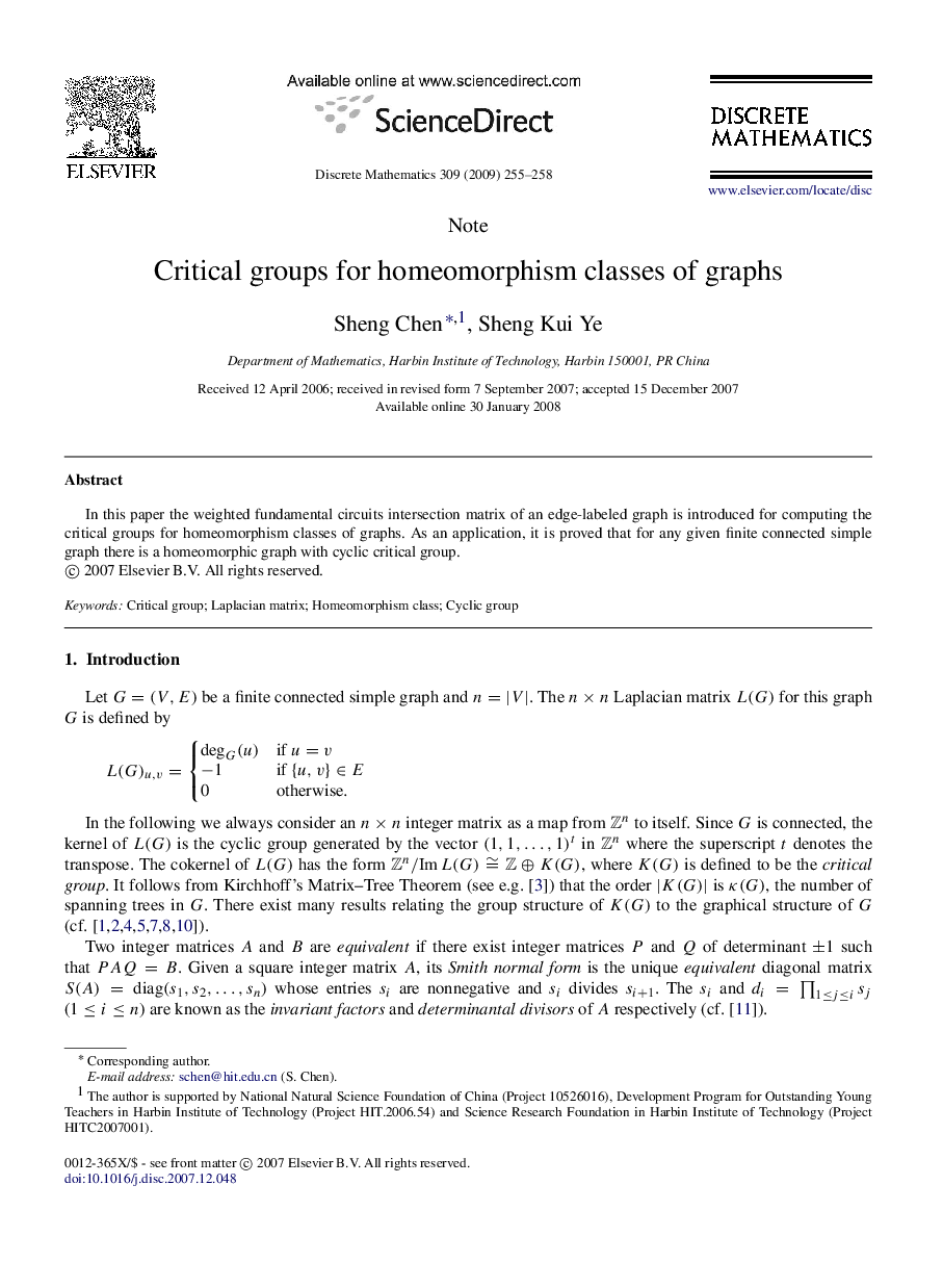 Critical groups for homeomorphism classes of graphs