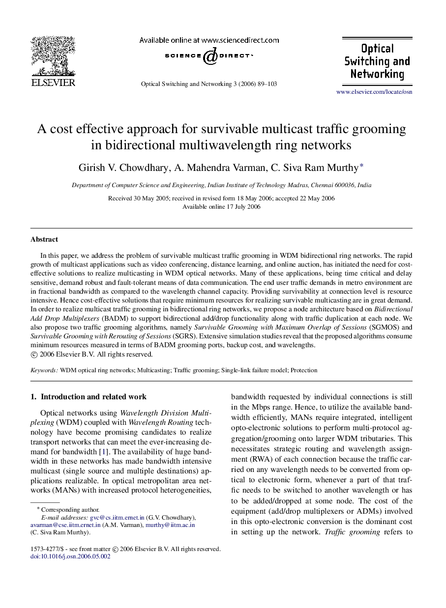 A cost effective approach for survivable multicast traffic grooming in bidirectional multiwavelength ring networks