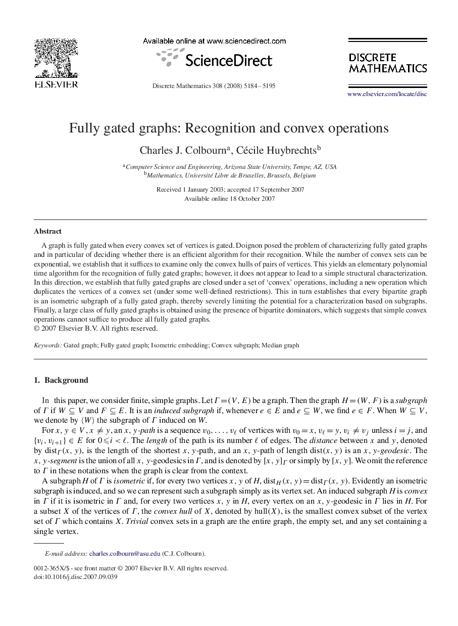 Fully gated graphs: Recognition and convex operations