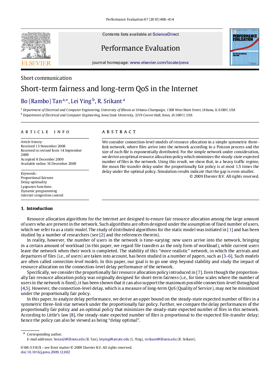 Short-term fairness and long-term QoS in the Internet