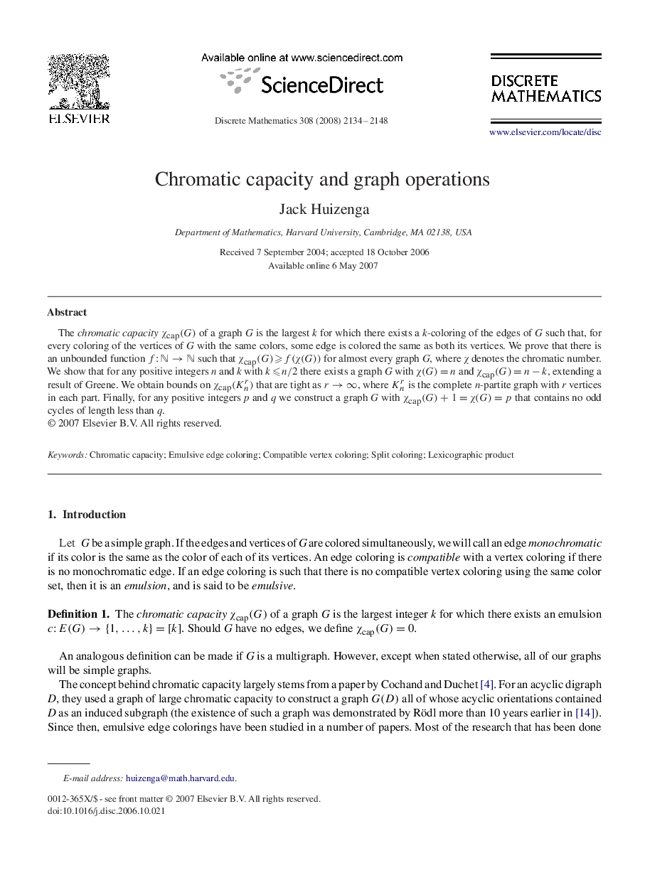 Chromatic capacity and graph operations