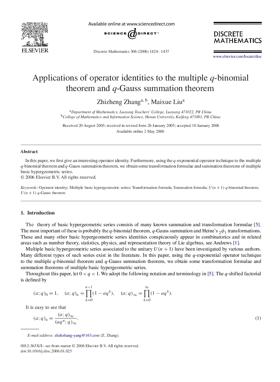 Applications of operator identities to the multiple q-binomial theorem and q-Gauss summation theorem