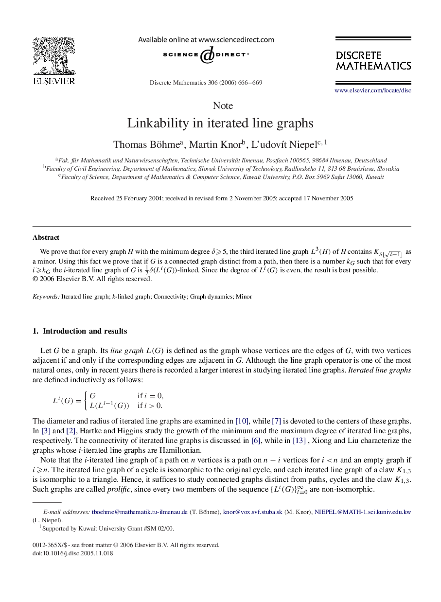 Linkability in iterated line graphs