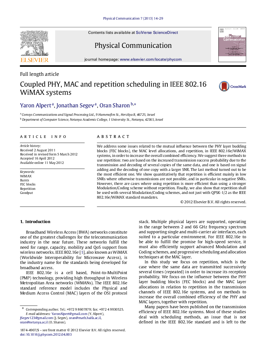 Coupled PHY, MAC and repetition scheduling in IEEE 802.16 WiMAX systems