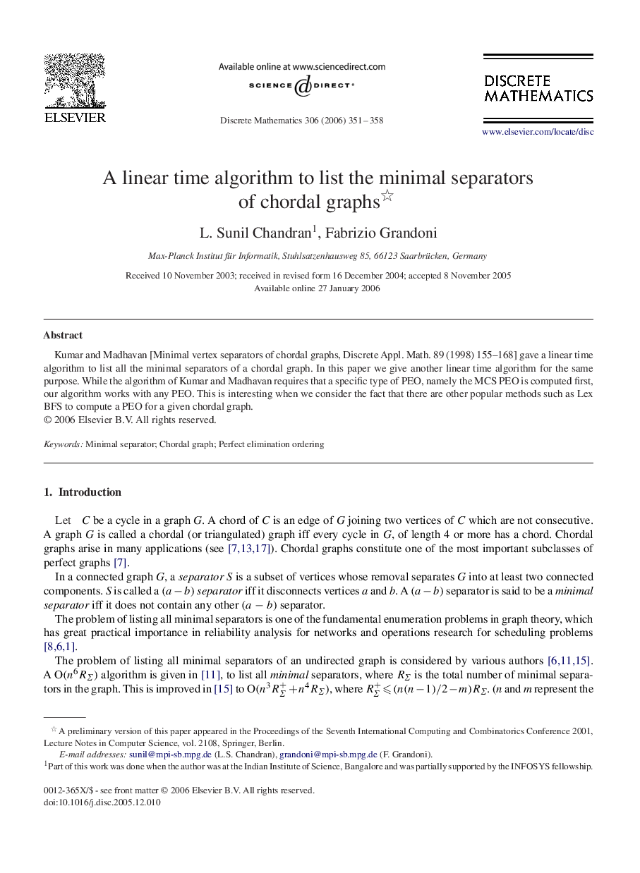 A linear time algorithm to list the minimal separators of chordal graphs 