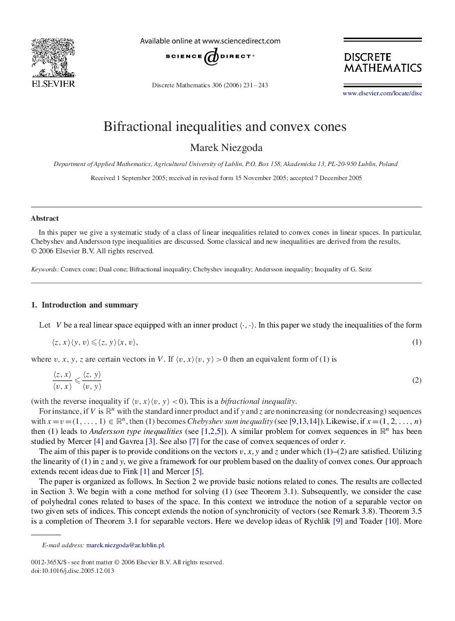 Bifractional inequalities and convex cones