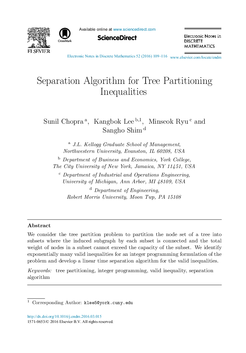 Separation Algorithm for Tree Partitioning Inequalities