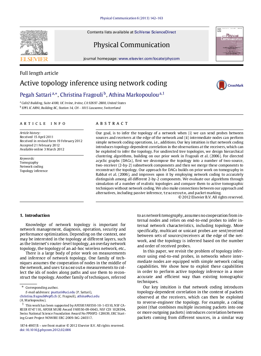 Active topology inference using network coding