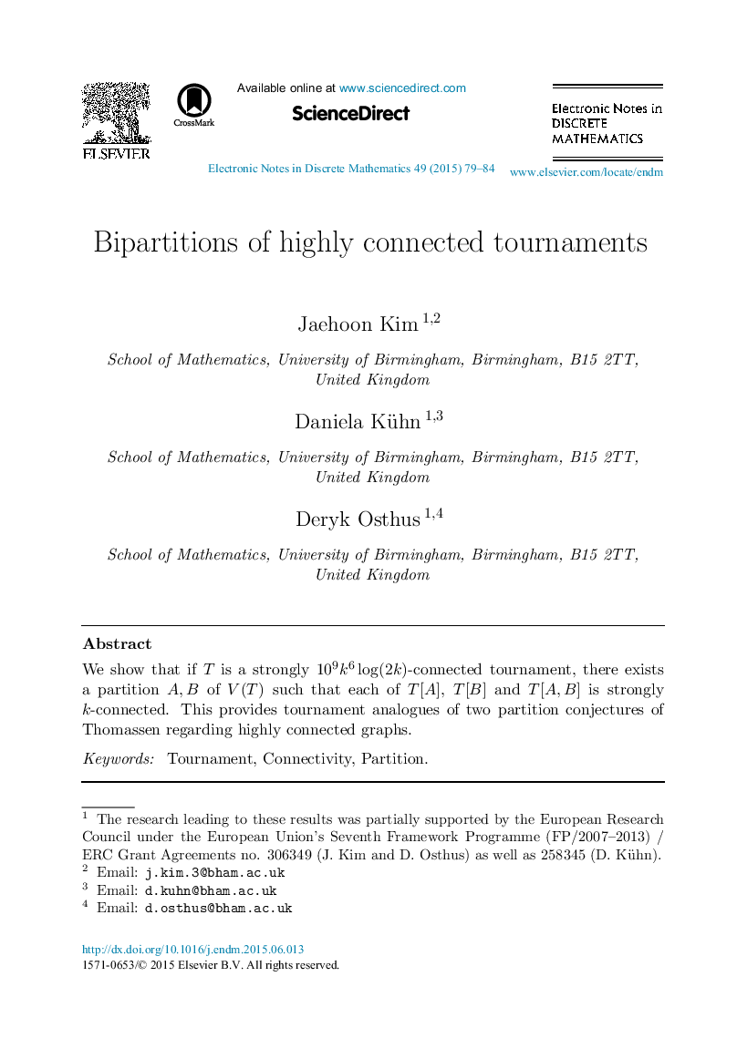 Bipartitions of highly connected tournaments