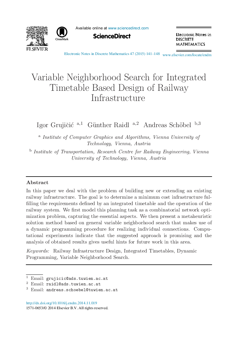 Variable Neighborhood Search for Integrated Timetable Based Design of Railway Infrastructure