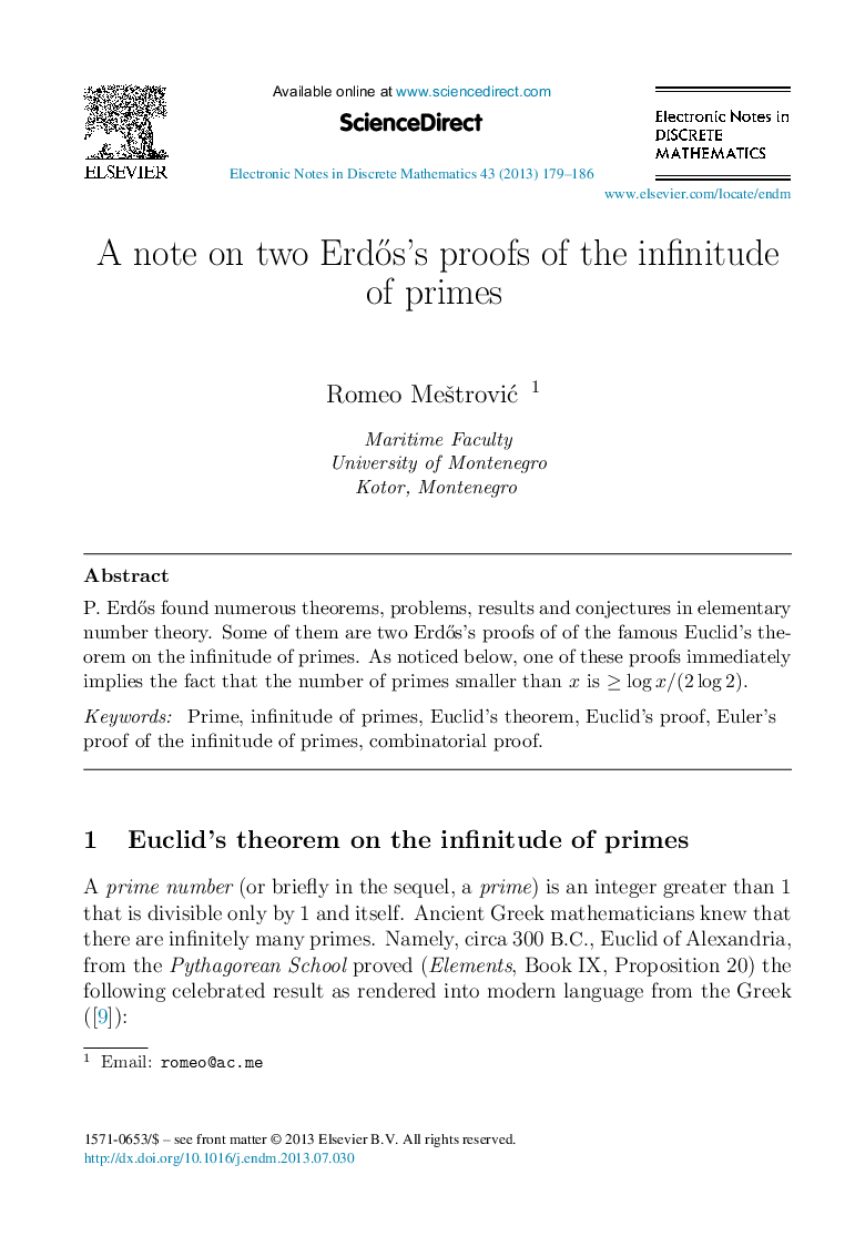 A note on two Erdősʼs proofs of the infinitude of primes