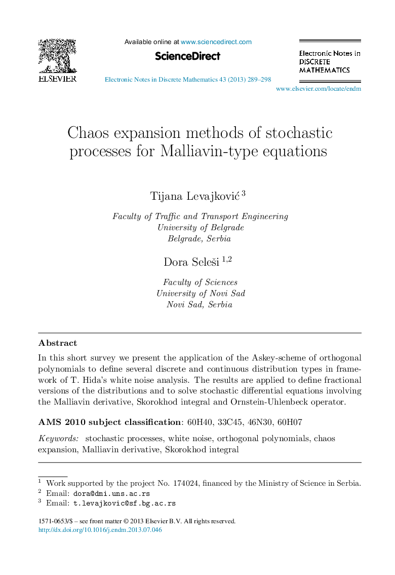 Chaos expansion methods of stochastic processes for Malliavin-type equations