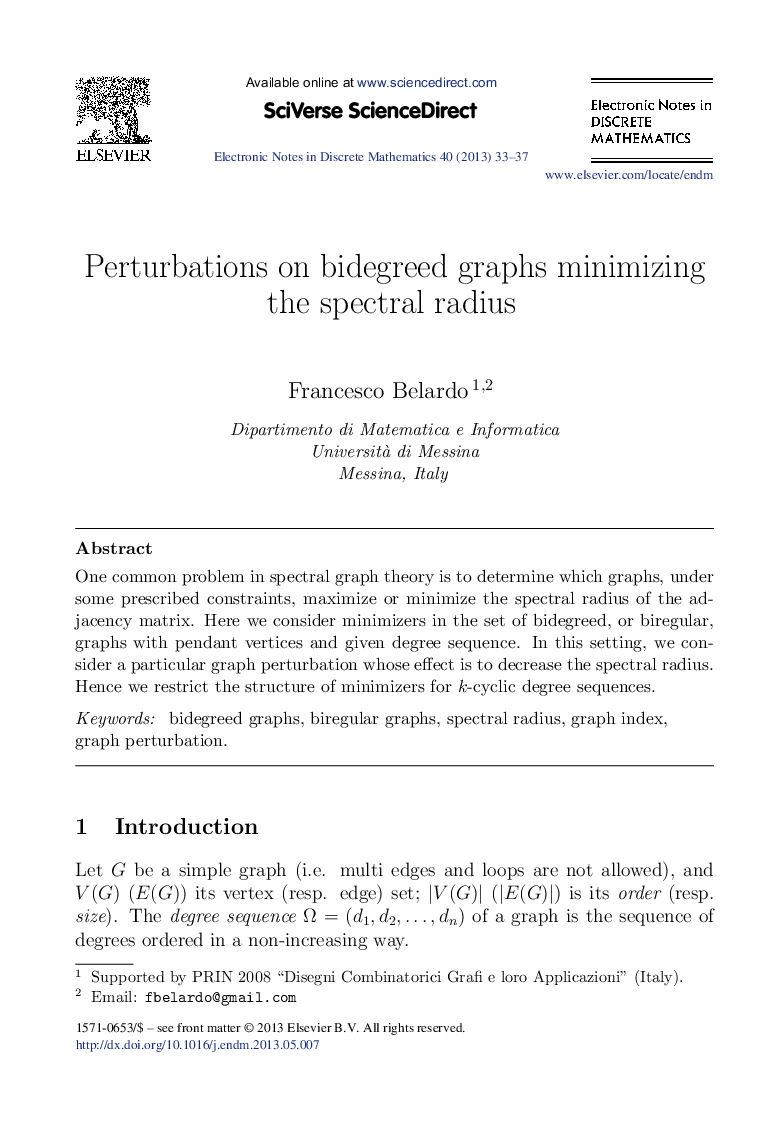 Perturbations on bidegreed graphs minimizing the spectral radius