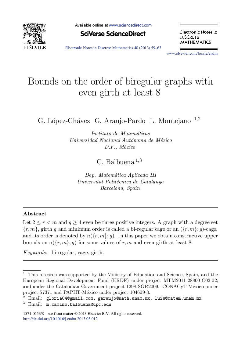 Bounds on the order of biregular graphs with even girth at least 8