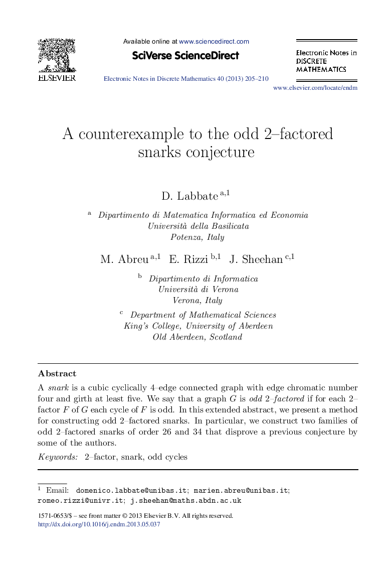 A counterexample to the odd 2–factored snarks conjecture