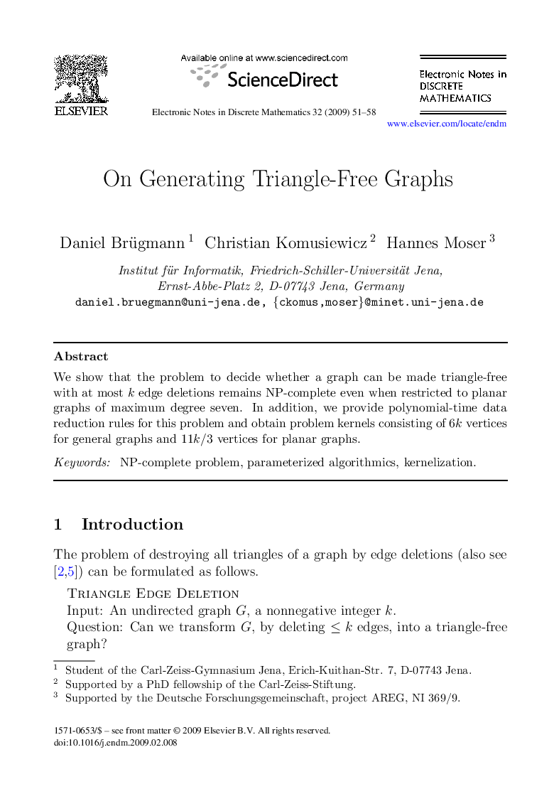 On Generating Triangle-Free Graphs