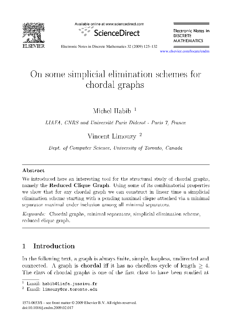 On some simplicial elimination schemes for chordal graphs