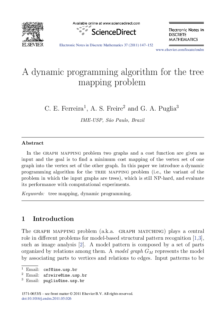 A dynamic programming algorithm for the tree mapping problem
