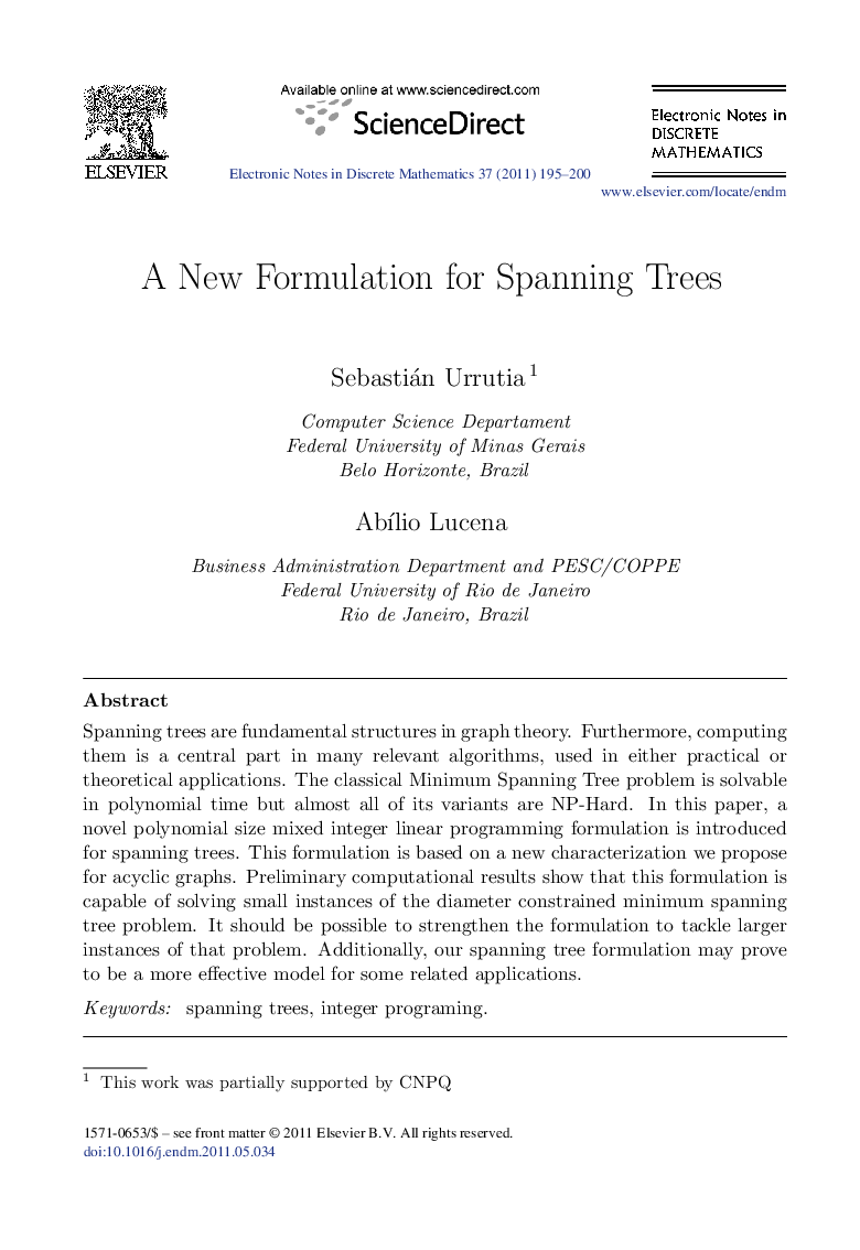 A New Formulation for Spanning Trees