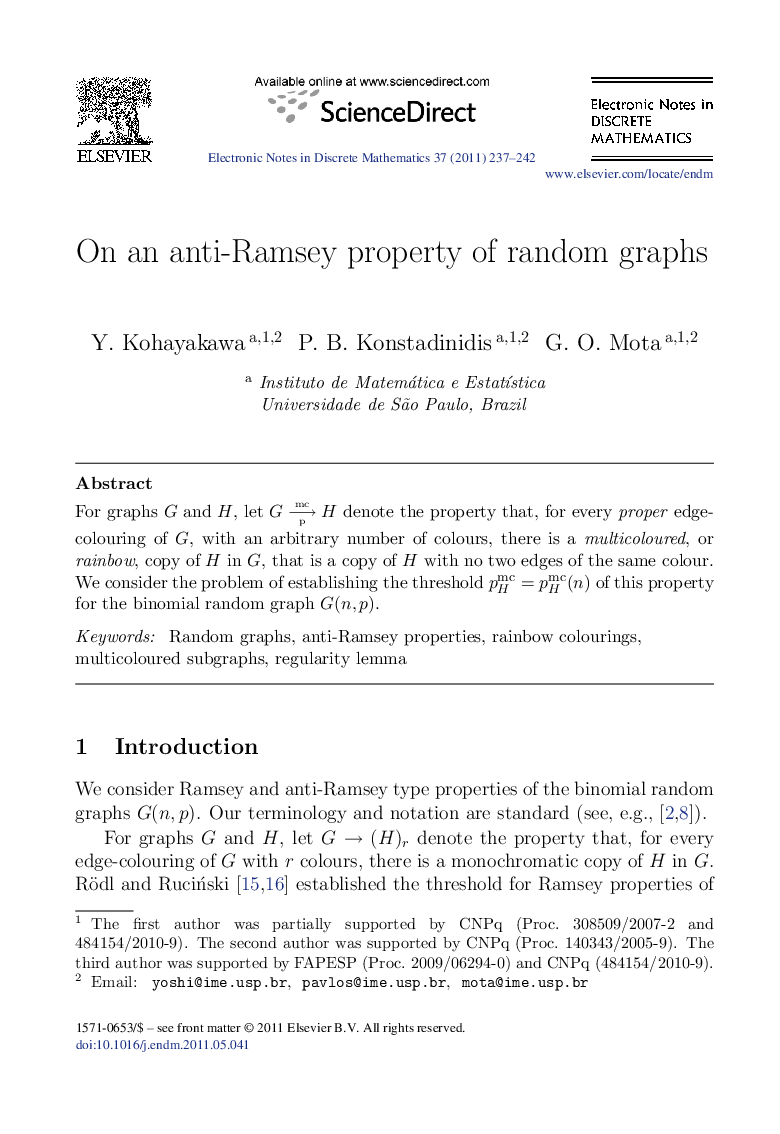 On an anti-Ramsey property of random graphs