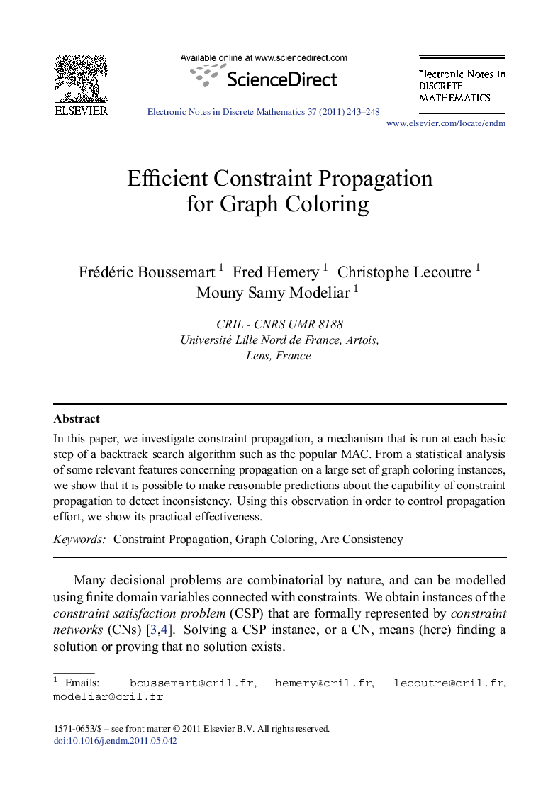 Efficient Constraint Propagation for Graph Coloring