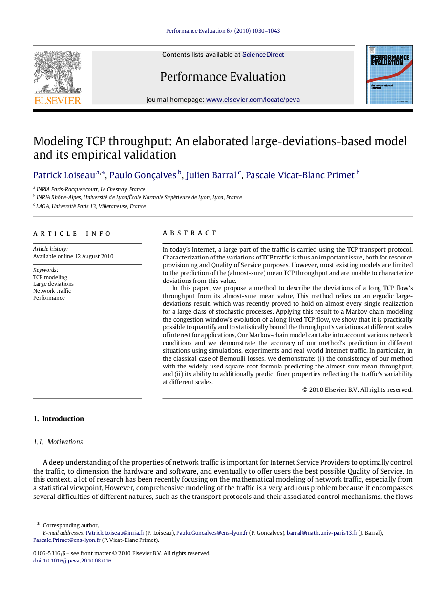 Modeling TCP throughput: An elaborated large-deviations-based model and its empirical validation