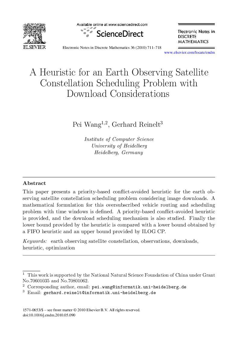 A Heuristic for an Earth Observing Satellite Constellation Scheduling Problem with Download Considerations