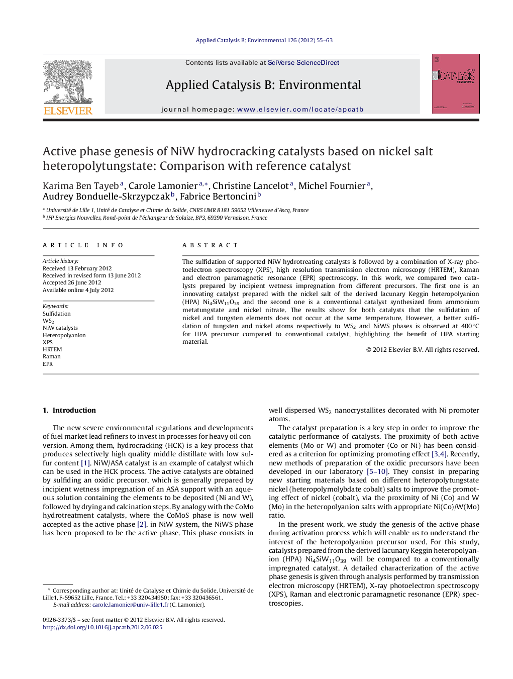 Active phase genesis of NiW hydrocracking catalysts based on nickel salt heteropolytungstate: Comparison with reference catalyst