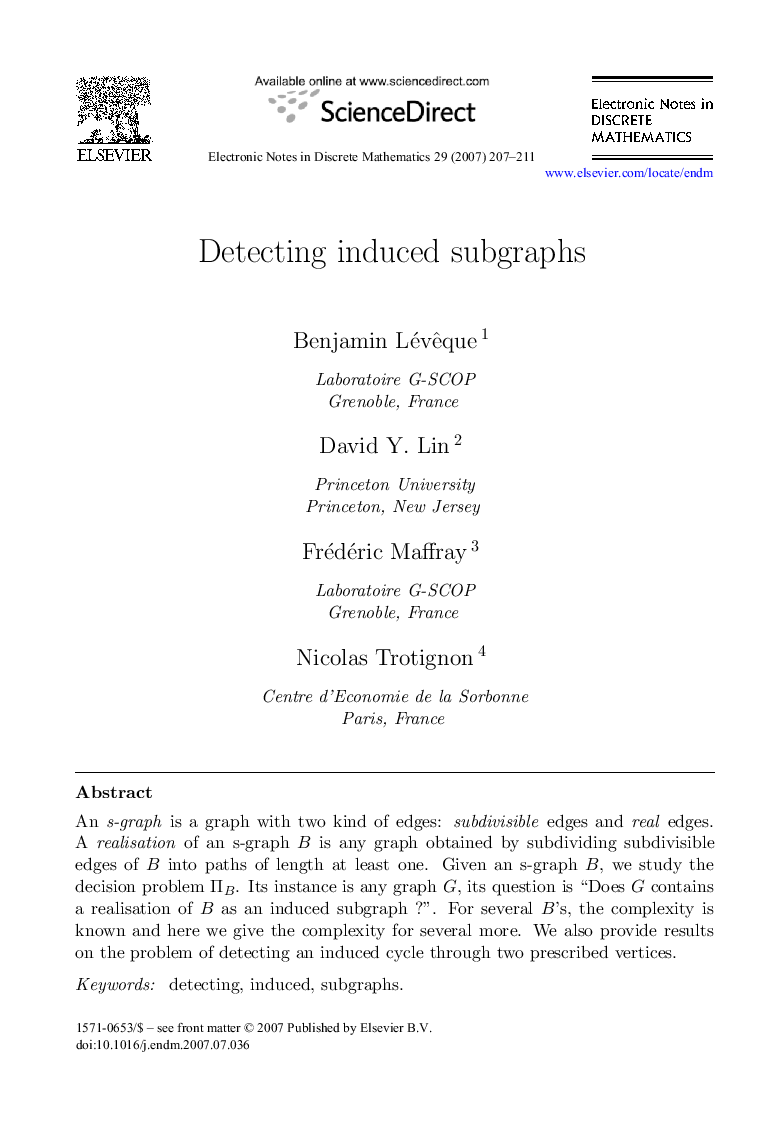 Detecting induced subgraphs