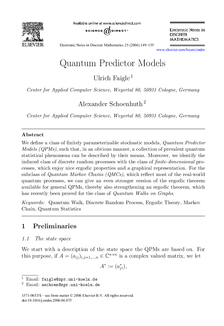 Quantum Predictor Models