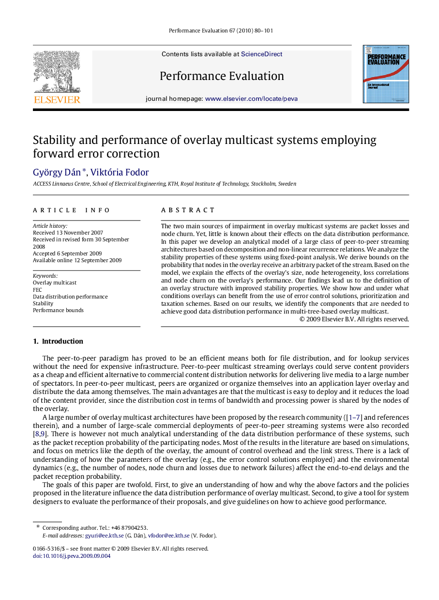 Stability and performance of overlay multicast systems employing forward error correction