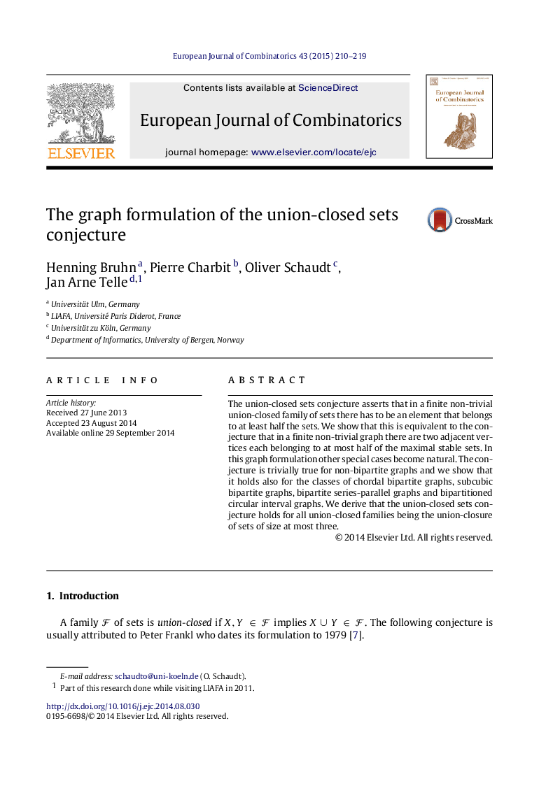 The graph formulation of the union-closed sets conjecture