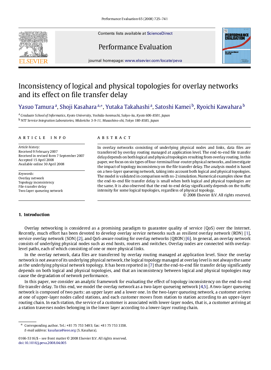 Inconsistency of logical and physical topologies for overlay networks and its effect on file transfer delay