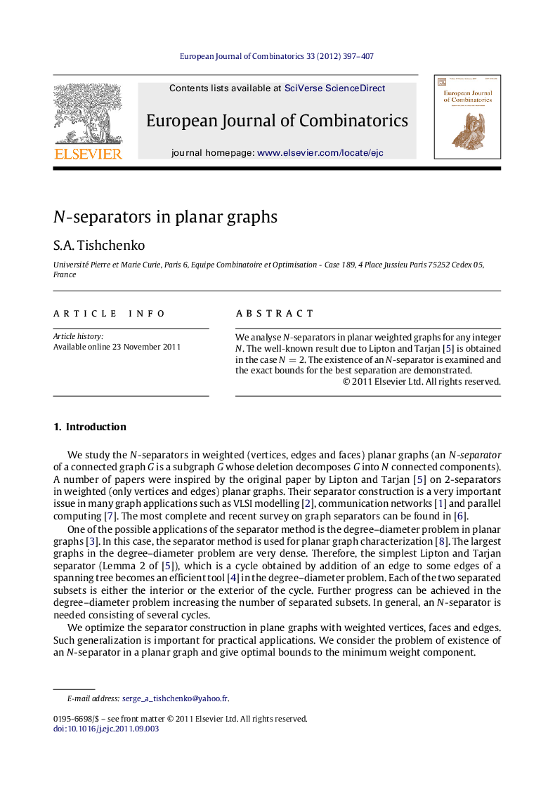 NN-separators in planar graphs