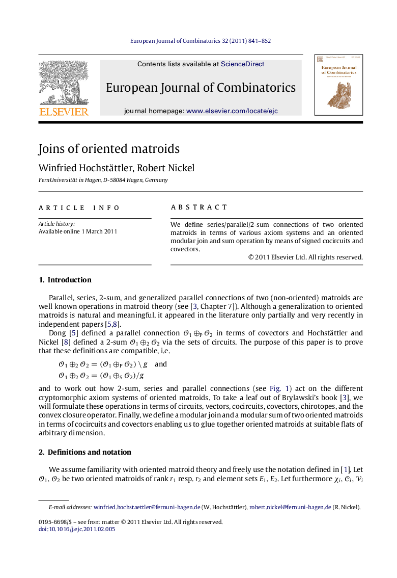 Joins of oriented matroids