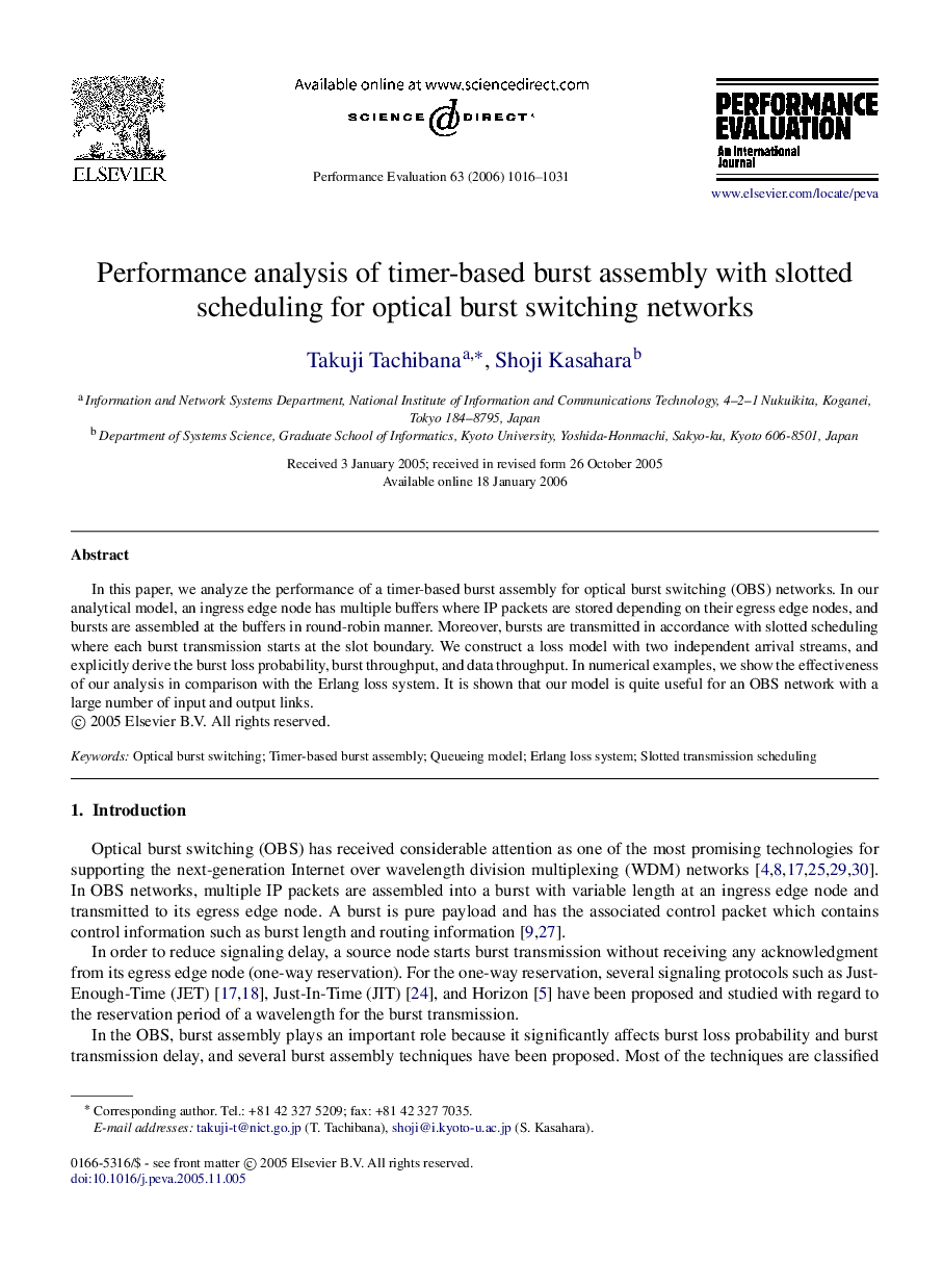 Performance analysis of timer-based burst assembly with slotted scheduling for optical burst switching networks