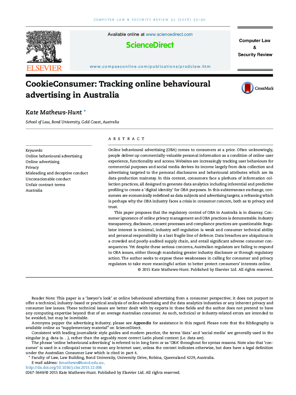 CookieConsumer: Tracking online behavioural advertising in Australia 