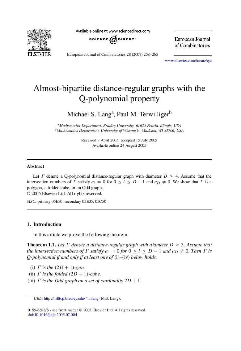 Almost-bipartite distance-regular graphs with the Q-polynomial property