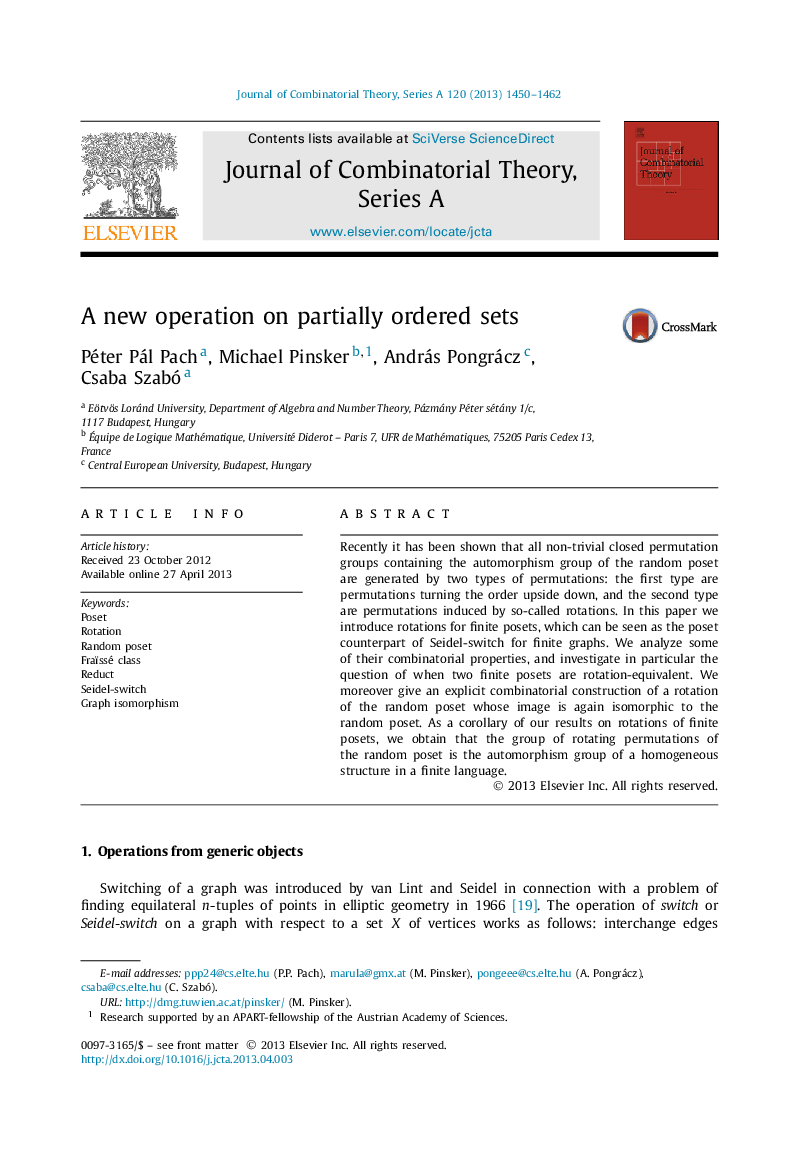 A new operation on partially ordered sets