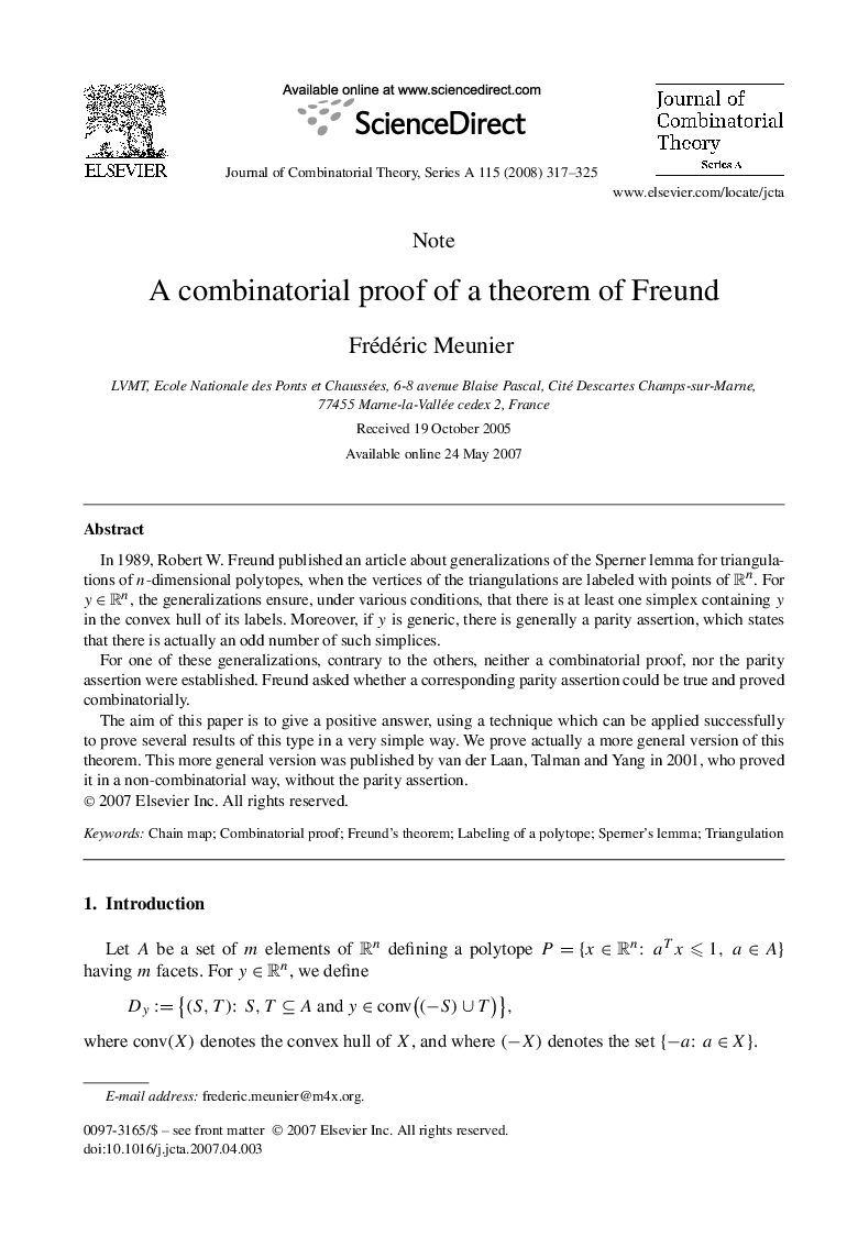 A combinatorial proof of a theorem of Freund