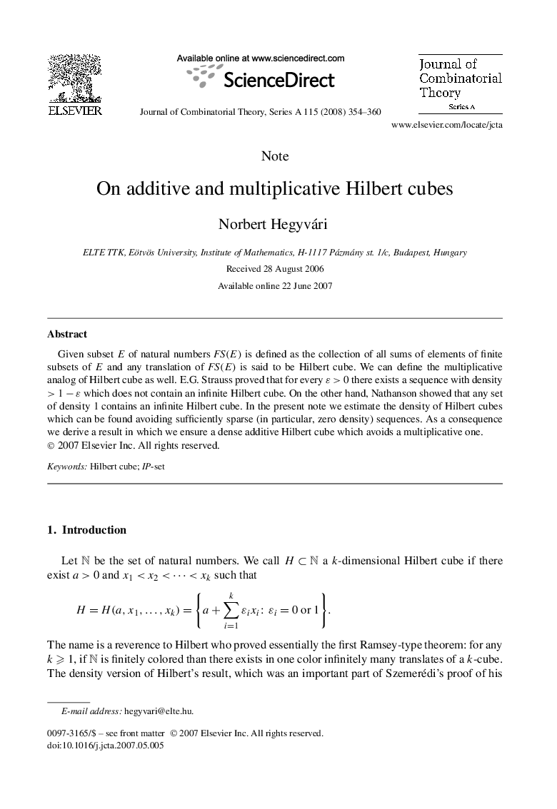 On additive and multiplicative Hilbert cubes