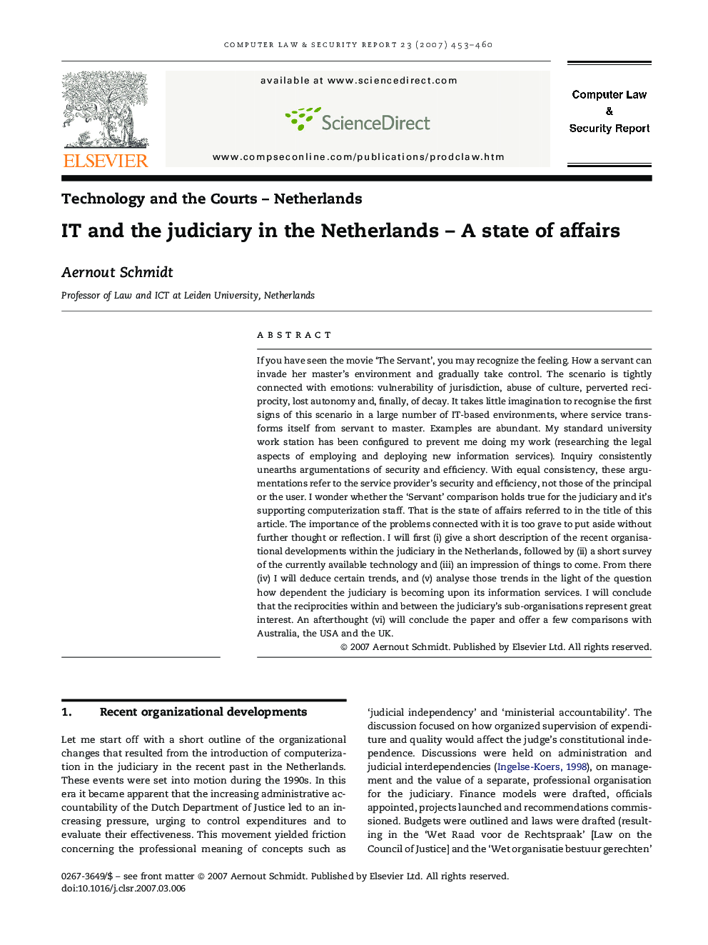 IT and the judiciary in the Netherlands – A state of affairs