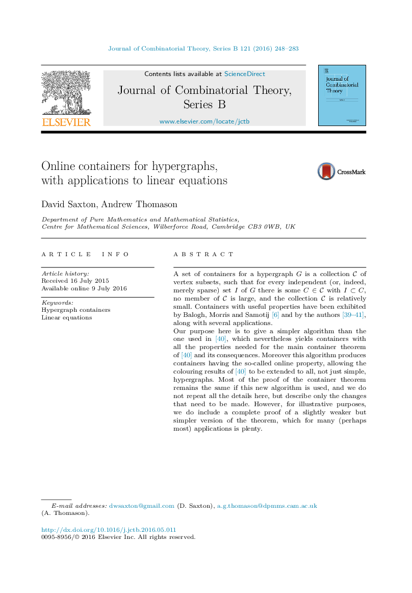 Online containers for hypergraphs, with applications to linear equations