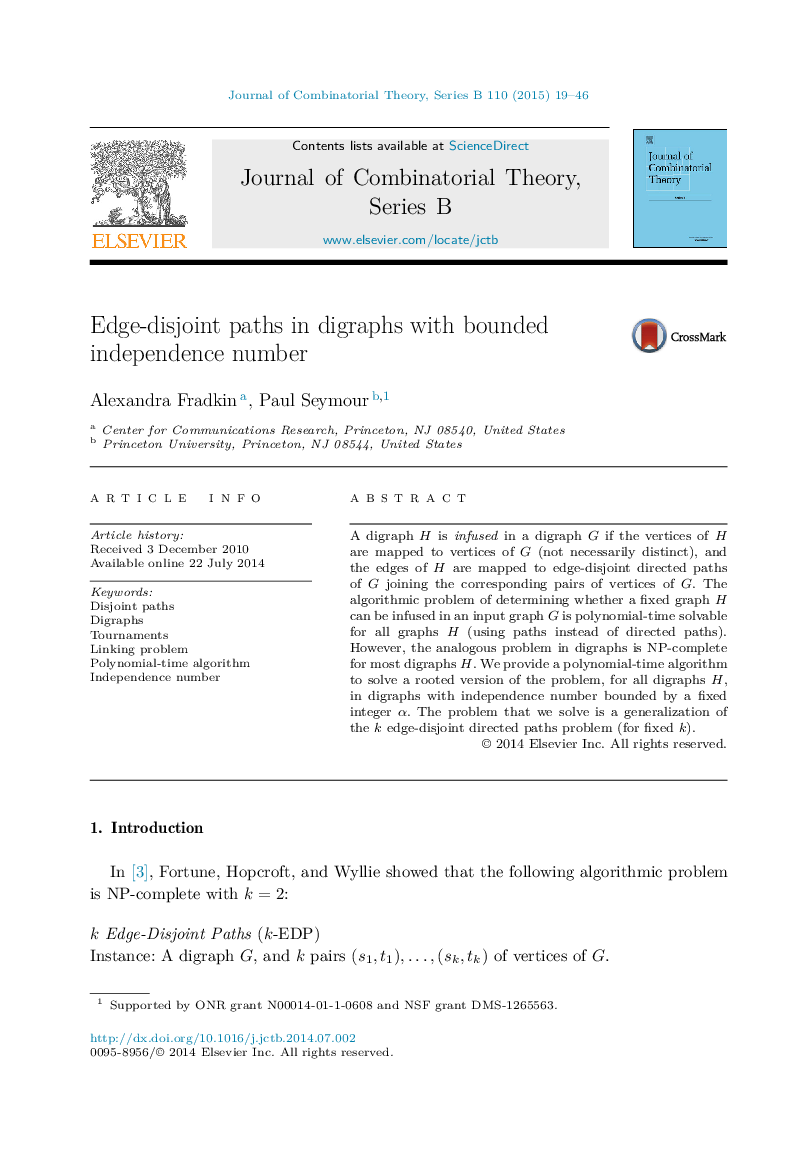 Edge-disjoint paths in digraphs with bounded independence number