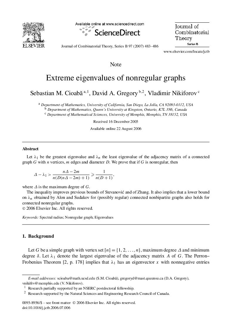 Extreme eigenvalues of nonregular graphs