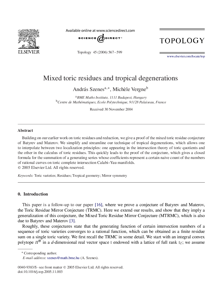 Mixed toric residues and tropical degenerations