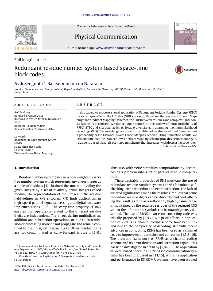 Redundant residue number system based space-time block codes