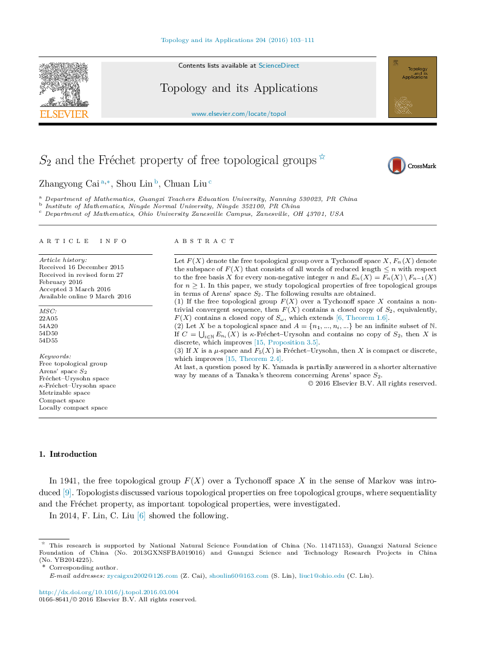 S2 and the Fréchet property of free topological groups 